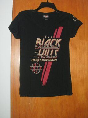Harley Davidson Black Hills Rapid City South Dakota Fitted Scoop Neck T Shirt S